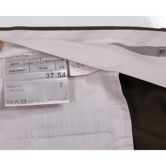 Canali 1934 Solid Brown Pleated Wool Dress Pants Trousers Current 38x32 - Picture 9 of 9